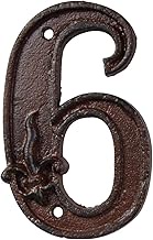 Esschert Design DB62-6 Cast Iron House Number 6, Rust Brown, 7.9 x 1.2 x 12.4