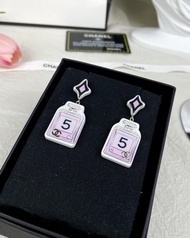 CHANEL 小香新款菱形香水瓶吊墜 樹脂亞克力耳釘耳環