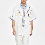 【Hatton Gutto COD】Graffiti Polo collar short sleeved T-shirt men's and women's loose top