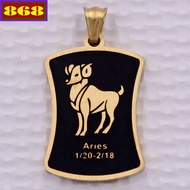 Aries - Aries gold stainless steel pendant with stainless steel hook, Zodiac sign