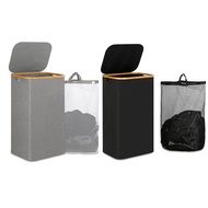 110L Laundry Hamper with Handle and LidCollapsible Basket Organizer with Removable Inner Bag for Clo