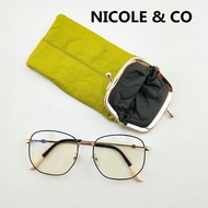 NICOLE Amp; CO,Dompet Koin ยาวหนังแท้แว่นตาผู้หญิงกรอบโลหะกระเป๋าสตางค์หนังแกะแท้แว่นกันแดด