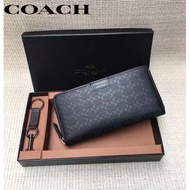 long wallet men fashion zipper wallet classic logo embossed c pattern in stock