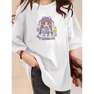 [AMYGO] 1XL-5XL T shirt Women 2Y773 T shirt Women Tshirt Crop Top Tshirt BlouseRound Neck Printing L
