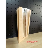 PE brown kraft paper bag with middle window for paparoti cake, size 12x9x 3.5cm