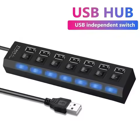 USB 2.0 Hub USB Hub 2.0 Multi USB Splitter Hub Use Power Adapter 7 Port Multiple Expander 2.0 USB Hu