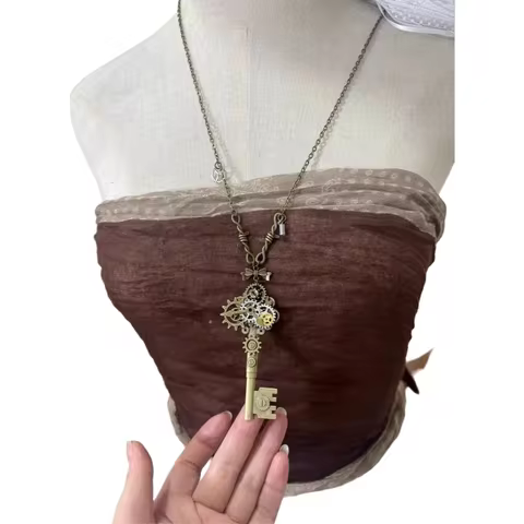 Steam Punk Series Retro Exaggerated Gear Key Type Pendant Necklace
