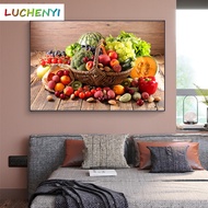 Custom Pumpkin Vegetables Fruits and Vegetables in Nordic Basket Oil Painting wallpaper Multicolored
