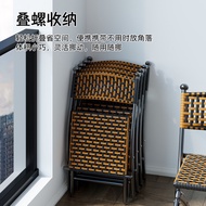 S-6🏅Rattan Chair Household Foldable Dining Chair Leisure Single Backrest Dining Table Stool Plastic Rattan Chair Outdoor