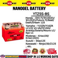 YTZ5S-BS YTZ5S BT4 KOYOKO NANOGEL BATTERY EX5 FI W125 FUTURE DASH EGO NOUVO LC135 V2-V6 Y15ZR Y16 YUASA KING BATERI GEL