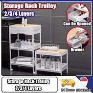 SG SELLER Trolley Cart 2-Tier/3-Tier/4-Tier Movable Shelf Drawer Trolley Cart With Wheels Storage Box Space Savers Trolley With Wheels 廚房手推車
