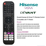 Universal Hisense Devant Smart TV Remote Control (EN2N30H), suitable for 50QUHV04 and 55UHD202 model
