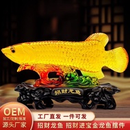 Decorative Ornaments Craftsmanship Lucky Fortune Wholesale Golden Arowana Opening Living Room TV Cab