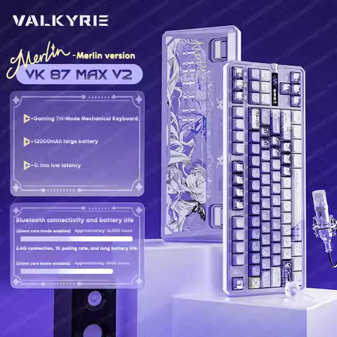 VALKYRIE VK87 Max V2 Wireless Mechanical Keyboard 8KHz RGB Hot Swap 12000mAh Bluetooth 2.4G Wired GA