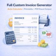 Full Custom Invoice Generator | Auto Calculate | Printable | PDF/Excel Output