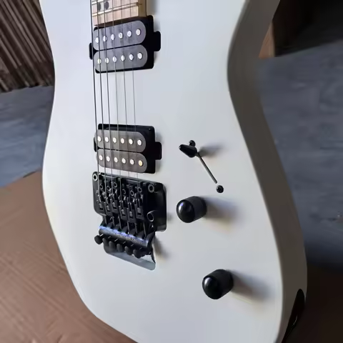 Factory seconds, matte white 24-fret 6-string electric guitar, mahogany body, maple fingerboard, in 