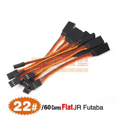 10pcs/lot 22# 22AWG 60Cores Futaba JR Heavy Duty Servo Extension Flat Cable 7.5cm-100cm Anti-interfe