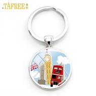 TAFREE novelty old London montage red double decker bus keychain peace and love men women car key ch