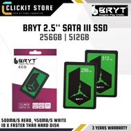 BRYT 2.5'' SATA III ( 256GB / 512GB ) Internal SSD - Read / Write Speed up to 500 MB/s / 450 MB/s