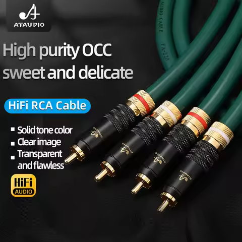 ATAUDIO HiFi RCA Cable for CD Player Amplifier 7N OCC 2-core with Shielding Hi-end Audio Cord 2RCA M