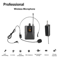 UHF Wireless Lavalier Microphone System Transmitter with Receiver Mic Interview SLR Camera Camcorder for Amplifier Voice Speaker