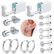 Ear Piercing Kit 14 Disposable Guns 2 Self-piercing Guns 10 Cubic Zirconia Studs 10 Hoops