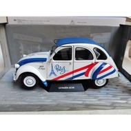 [Ready Stock 1 Set] SOLIDO 1/18 CITROEN 2CV6 1982 CITROEN Car Model Alloy Can Open Left Right Door F
