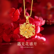 916 Gold Necklace Flower Gold Necklace Wedding Jewelry With Pendant Necklace Set Emas Bangkok Cop 91