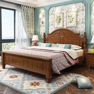 FREE SHIPPING American solid wood bed oak wood bedframe bed single queen king bedroom storage box be