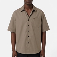 AMI Paris Men Plain Shirt Short Sleeve Embroidered Love Casual Cotton Shirts