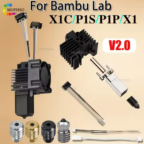 For Bambu Lab X1 X1C P1P P1S Hotend With Fan V2.0 Print Head Complete Hotend Upgrade Hot End P1s Acc
