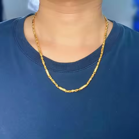 High-end car flower design 24K real gold 4mm necklace, men's imposing au9999 pure gold men's jewelry