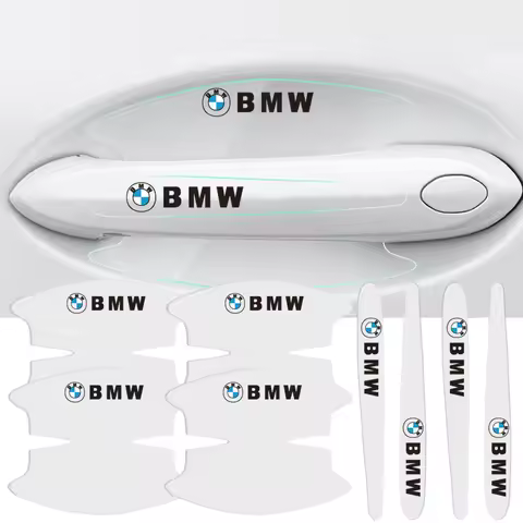 8pcs Car Door Handle Stickers Transparent Protector Film For BMW Performance E46 E60 E90 E39 E87 E36