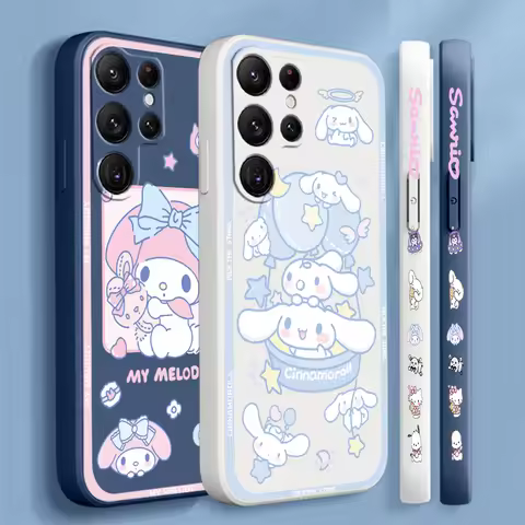 My Melody Cinnamoroll Sanrio For Samsung Galaxy S24 S23 S22 S21 S20 FE S10 Ultra Plus Lite 5G Liquid
