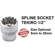 SPECIAL FIT 6SHAPE 1/2" 8-32MM TEKIRO TAIWAN SPLINE SOCKET BOX SPANNER TORX STAR SQUARE NUT DRIVER