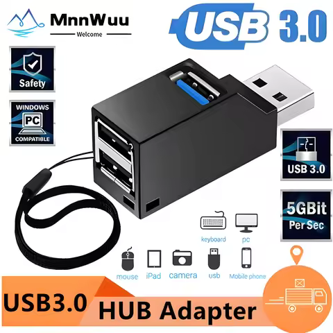USB 3.0 HUB Adapter Extender 1 to 3 Ports USB Hub Splitter 3 Port High Speed USB 3.0+2.0 Hub For PC 