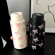 1000ml Pink Bow tumbler tahan sejuk 304 Stainless Steel Vacuum Tumbler Tumbler with Straw  Lid Leakp