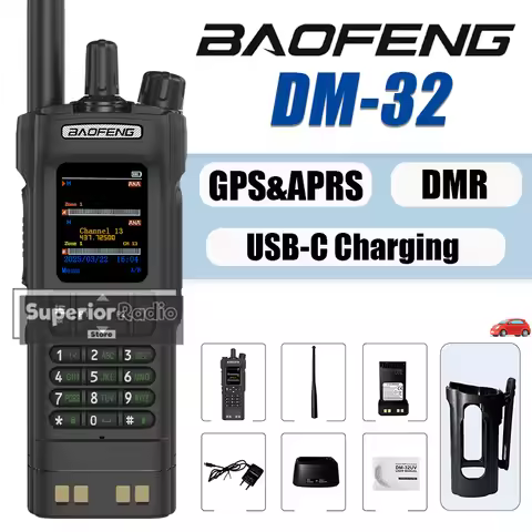 Baofeng DMR DM-32 Digital Walkie Talkie GPS Dual Mode Analog TDMA Dual Time Slot 999CH Air Band APRS