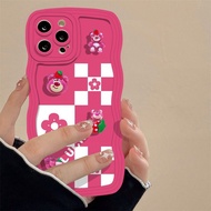 Suitable for IPhone 11 12 Pro Max X XR XS Max SE 7 Plus 8 Plus IPhone 13 Pro Max IPhone 14 15 Pro Max Roseo Colour Phone Case Strawberry Bear with Cute Accessories