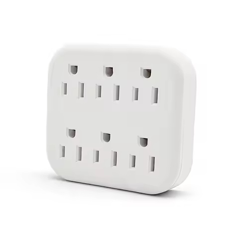 Cilia 6 Outlet Power Extender Grounded Wall Adapter, with 3 Prong Power Outlet Splitter Grounded Wal