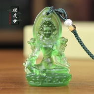 Green Tara Glass Pendant Chinese Exquisite Non-Remaining Glass Dewaxing Casting Handmade Pendant Pen