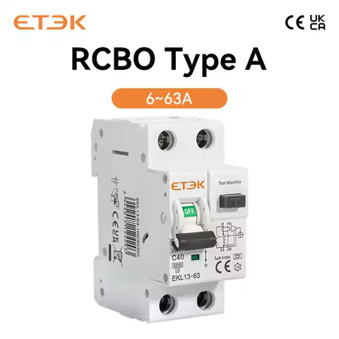 ETEK Residual Automatic Circuit Breaker RCBO Type A Curve C 30mA 40A 1P N With Over Current Leakage 