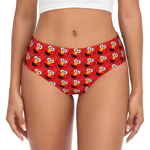Elmo Oscar The Grouch Big Bird Cookie Monster Brief Panties Women's Breathable Stretch Cartoon Sesam