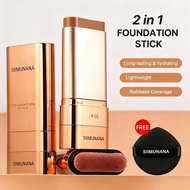 Foundation Stick With Powder Puff 11.8.3cm High Coverage 24h Smudge-proof Lightweight Natural K3r3