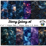 12 Sheets Starry Galaxy 1 by byte studio | Cardstock Craft Paper Junk Journal Stationery