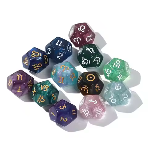 1/3/7Pcs Creative Dice 12-Sided Astrology Zodiac Signs Dice For Constellation Divination Toys Entert