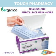 BERGAMOT B0501 3PLY LINT-FREE Medical Face Mask Earloop 50's ADULT