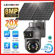 LS VISION 4K 8MP 20X Optical Hybrid Zoom 4G Dual Screen AOV Solar Camera Outdoor 4K 24/7 Recording 5