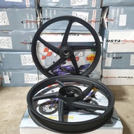 เวฟ125R ล้อแม็ก WAVE125R WAVE100S 2005 ลาย5ก้านเดิม 1.40/1.40x17 หน้าดิสหลังดั้ม สีดำQTT100