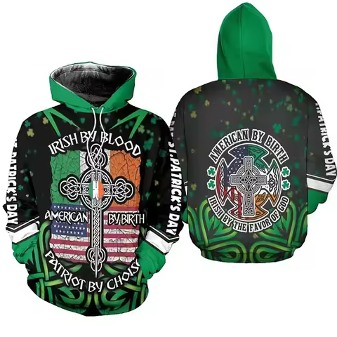 Irish By Blood, American By Birth Hoodie - Patriotic Celtic Apparel Arrival, Unisex, Spring/Autumn N